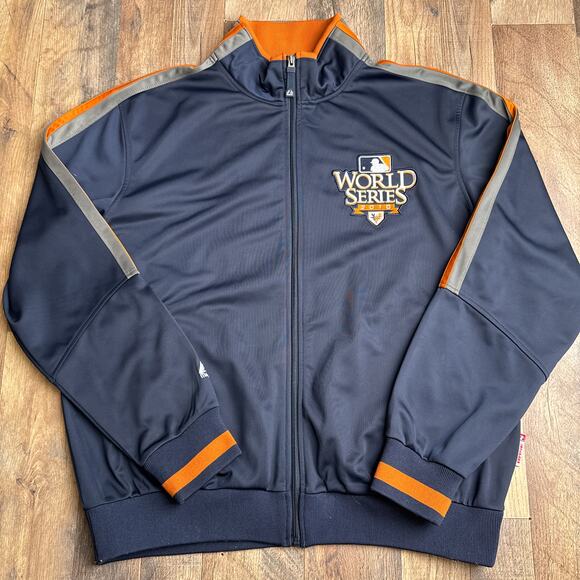 San Francisco Giants World Series Jacket Men's Large Blue Majestic Therma Base - Picture 1 of 11